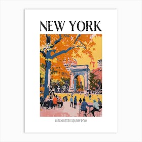 Washington Square Park New York Colourful Silkscreen Illustration 2 Poster Art Print