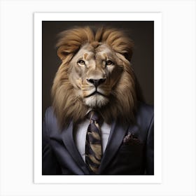 African Lion Wearing A Suit 8 Art Print