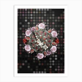 Vintage Giant Cabuya Flower Wreath on Dot Bokeh Pattern n.0032 Art Print