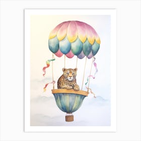Baby Jaguar In A Hot Air Balloon Art Print