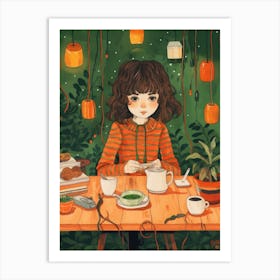 Girl At The Table 1 Art Print