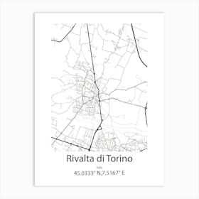 Rivalta Di Torino,Italy Minimalist Map Art Print