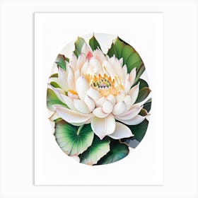 White Lotus Decoupage 2 Art Print