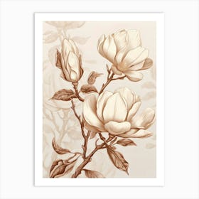 Beige Flowers 1 Art Print