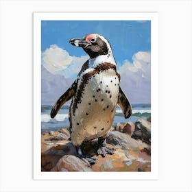 African Penguin Livingston Island Oil Painting 4 Art Print