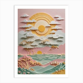 Paper Cut Sun & Sea Art Print