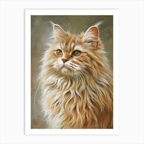 Turkish Angora Cat Relief Illustration 3 Art Print