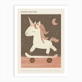 Unicorn On A Skateboard Muted Pastel 3 Poster Art Print