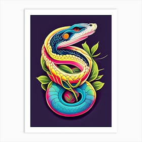 Trans Pecos Rat Snake Tattoo Style Art Print