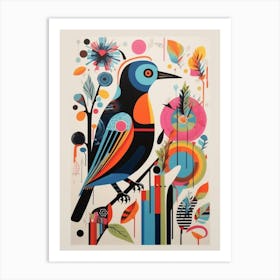 Colourful Scandi Bird Baldpate 2 Art Print