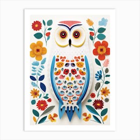 Scandinavian Bird Illustration Snowy Owl 3 Art Print