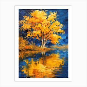 Autumn Tree By The Lake 3 Art Print