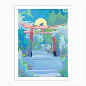 The Cat And The Torii Gate Art Print