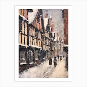 Vintage Winter Painting Stratford Upon Avon United Kingdom Art Print