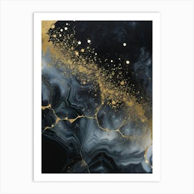 Golden Marble Dust Modern Abstract Art Print