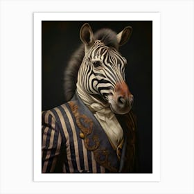 Victorian Animal Portrait, Dressed Animal Print, Royal Zebra Print, Fancy Animal Art, Renaissance Animal Art, Animal Lover Gift Art Print