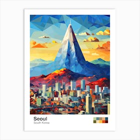 Seoul, South Korea, Geometric Illustration 1 Poster Art Print