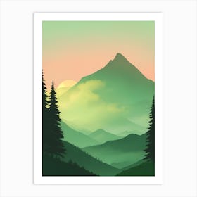 Misty Mountains Vertical Composition In Green Tone 167 Art Print