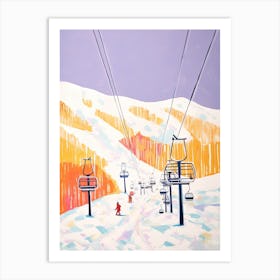 Aspen Snowmass   Colorado, Usa, Ski Resort Pastel Colours Illustration 2 Art Print