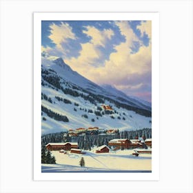 Le Grand Bornand, France Ski Resort Vintage Landscape 2 Skiing Poster Art Print