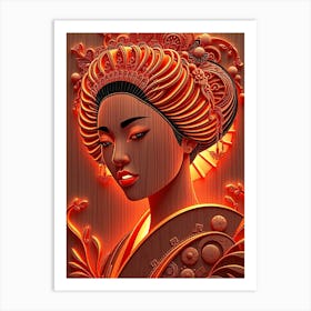 Geisha Vivid Orange portrait Poster