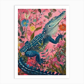 Floral Animal Painting Alligator 4 Art Print