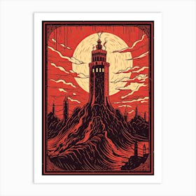 The Tower Tarot Card, Vintage 0 Art Print