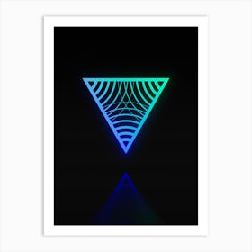 Neon Blue and Green Abstract Geometric Glyph on Black n.0035 Art Print