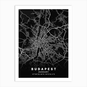 Budapest Hungary Black Map Art Print