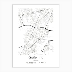 Grafelfing,Germany Minimalist Map Art Print