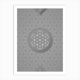Geometric Glyph Sigil with Hex Array Pattern in Gray n.0081 Art Print