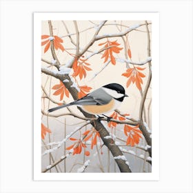 Winter Bird Painting Carolina Chickadee 3 Art Print