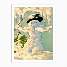 Snowman Music Conductor Art Print