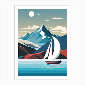 Sailboat In The Mountains Art Print