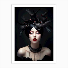 Gothic Woman With Crows Art Print