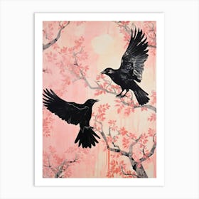 Vintage Japanese Inspired Bird Print Raven 2 Art Print