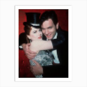 Moulin Rouge Nicole Kidman And Ewan Mcgregor In A Pixel Dots Art Style Art Print