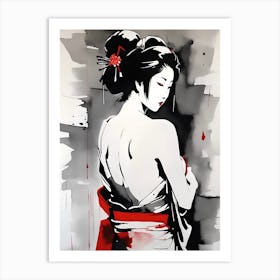 Traditional Japanese Art Style Geisha Girl 17 Art Print