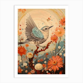 Mockingbird Detailed Bird Painting Art Print