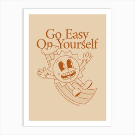 Retro Wall Art Vintage Decor Retro Cartoon Printable Art Retro Vintage Go Easy On Yourself Trendy Retro Poster Art Print