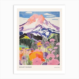 Mount Rainier United States 3 Colourful Mountain Illustration Poster Art Print