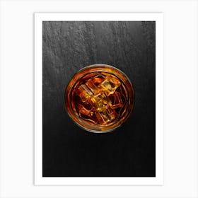 Whiskey glass — Food kitchen poster/blackboard, photo art Art Print