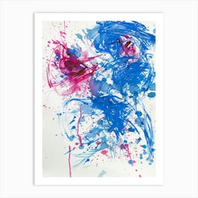 Blue And Pink Splatters Art Print