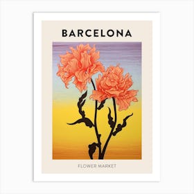 Barcelona Spain Botanical Flower Market Poster Art Print
