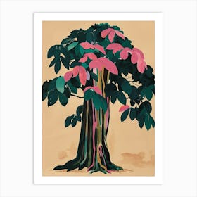 Banyan Tree Colourful Illustration 3 1 Art Print