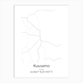 Kuusamo,Finland Minimalist Map Art Print