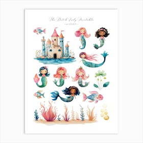 Cute Mermaids Art Print