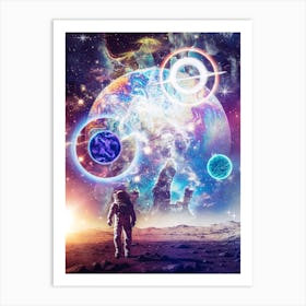 Astronaut And Psychedelic Space 1 Art Print