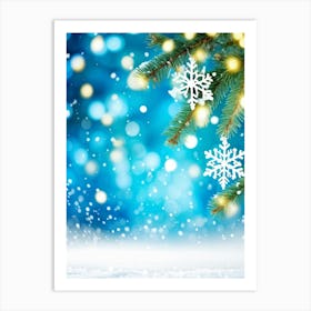 Christmas Background With Snowflakes Art Print