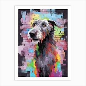 Aesthetic Irish Wolf Wolfhound Dog Puppy Brick Wall Graffiti Artwork Art Print